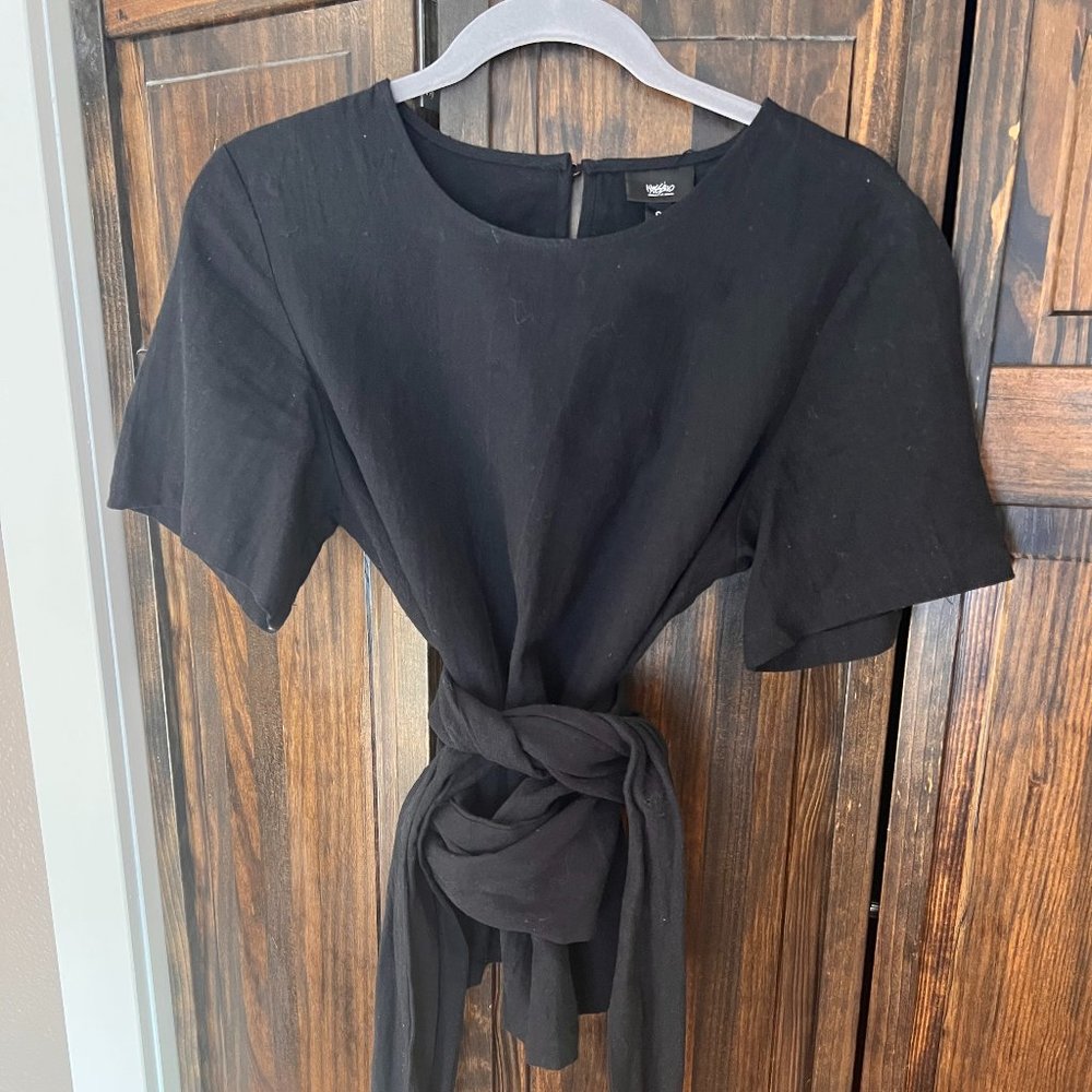 Black Linen Mossimo Wrap Top
